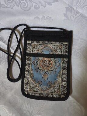 Turkish Kilim Passport Bag Boho Woven Crossbody Travel Pouch Ottoman Rug Design